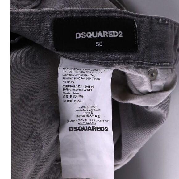Dsquared2 Distressed Slim-Fit Jeans in Grey Cotton Denim